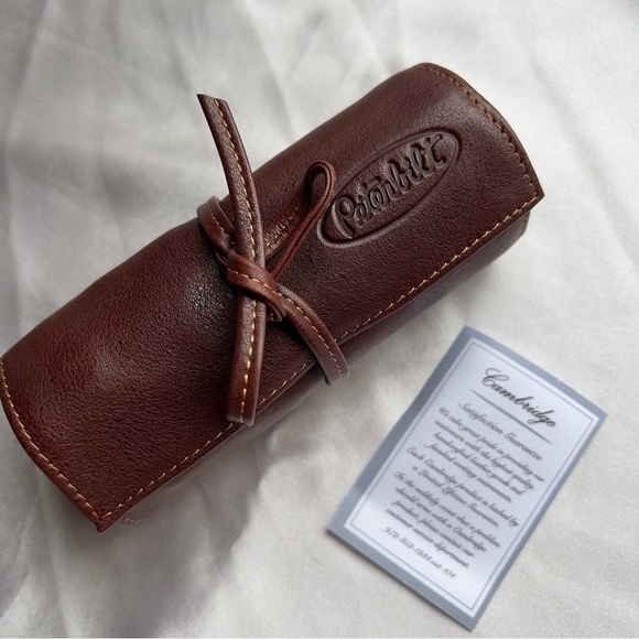 Peterbilt Brown Leather Roll Wrap Around Drawstring Closure Jewelry Pouch NWOT - Picture 1 of 12